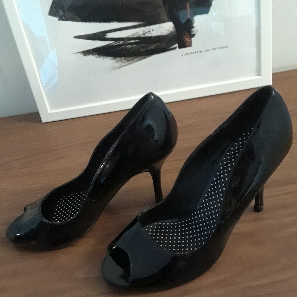 Black Peep Toe Pin Up Heels